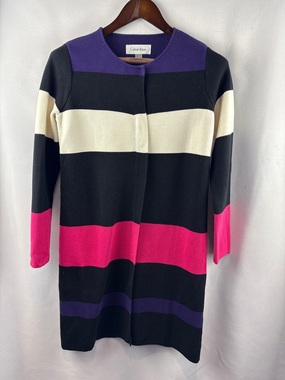 Women’s Calvin Klein XS Black Striped Zip Sweater